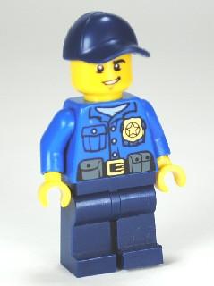 LEGO Minifigure-Police - City Officer, Gold Badge, Dark Blue Cap with Hole, Lopsided Grin-Town / City / Police-CTY454-Creative Brick Builders